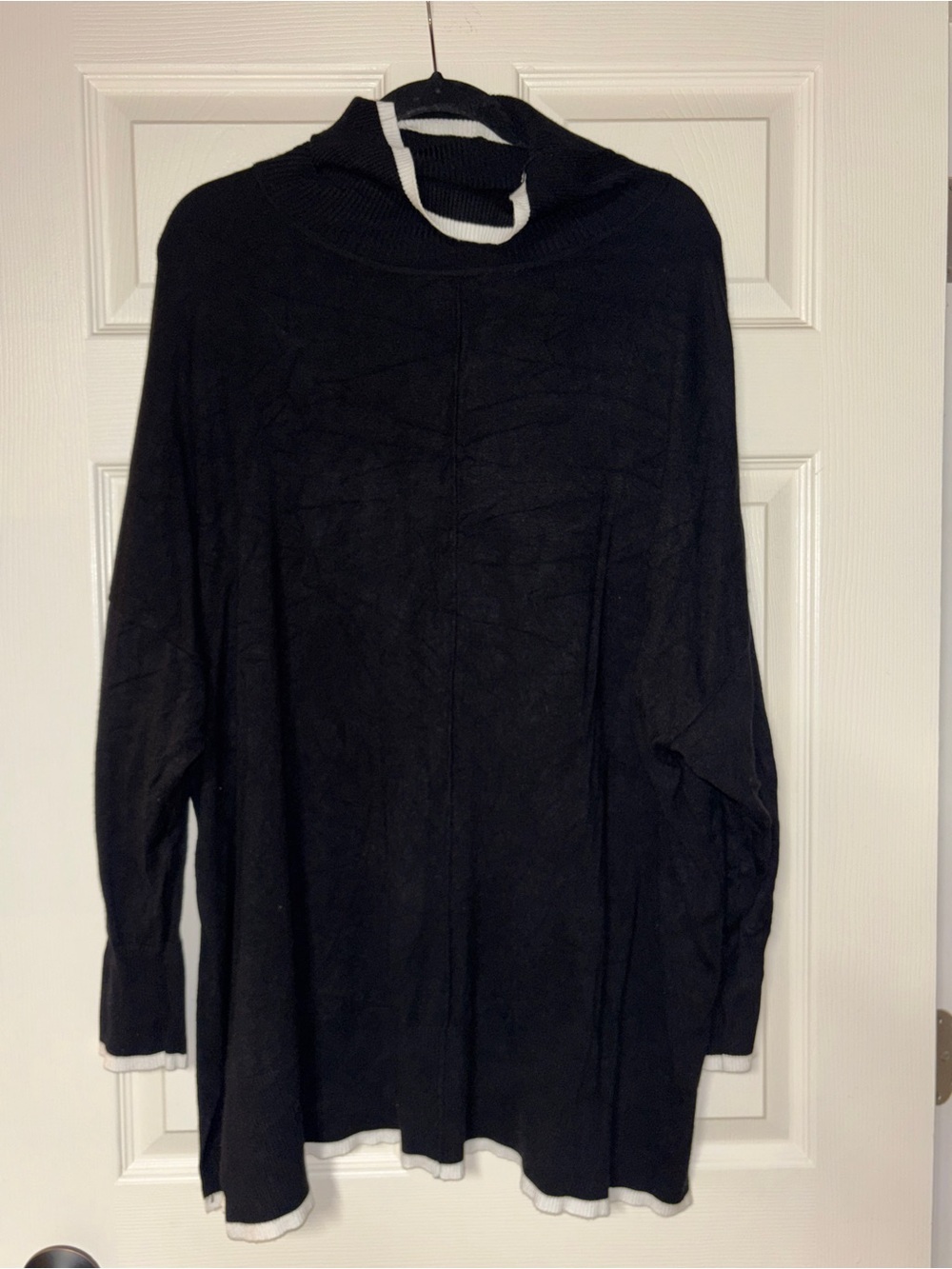 Adrianna Papell Black Turtleneck Sweater with White Trim